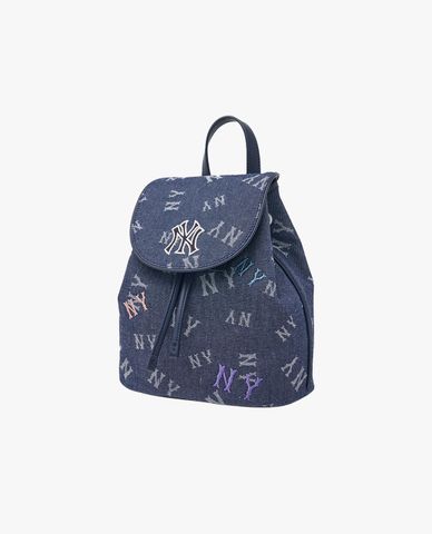  MLB - Balo unisex nắp gập Denim Random Monogram New York Yankees 