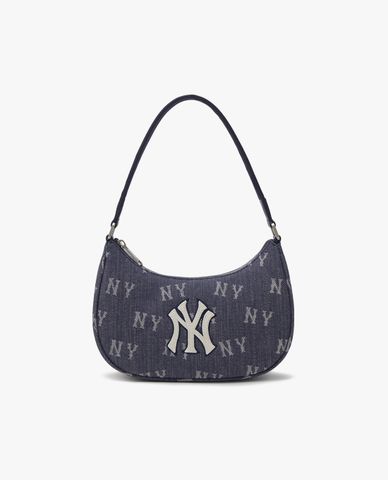  MLB - Túi đeo vai nữ chữ nhật Classic Monogram Denim Hobo 