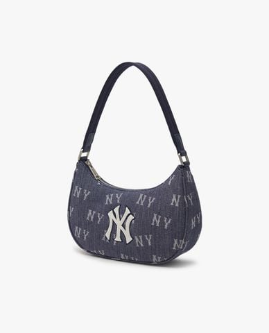  MLB - Túi đeo vai nữ chữ nhật Classic Monogram Denim Hobo 