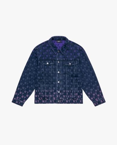  MLB - Áo khoác denim unisex cổ bẻ tay dài Monogram Reading Collection 