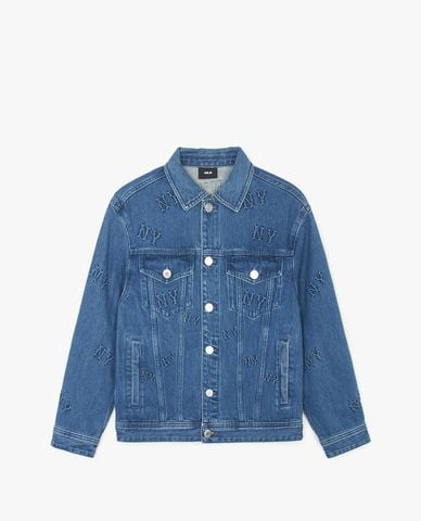  MLB - Áo khoác denim cổ bẻ tay dài Classic Monogram Embossed 