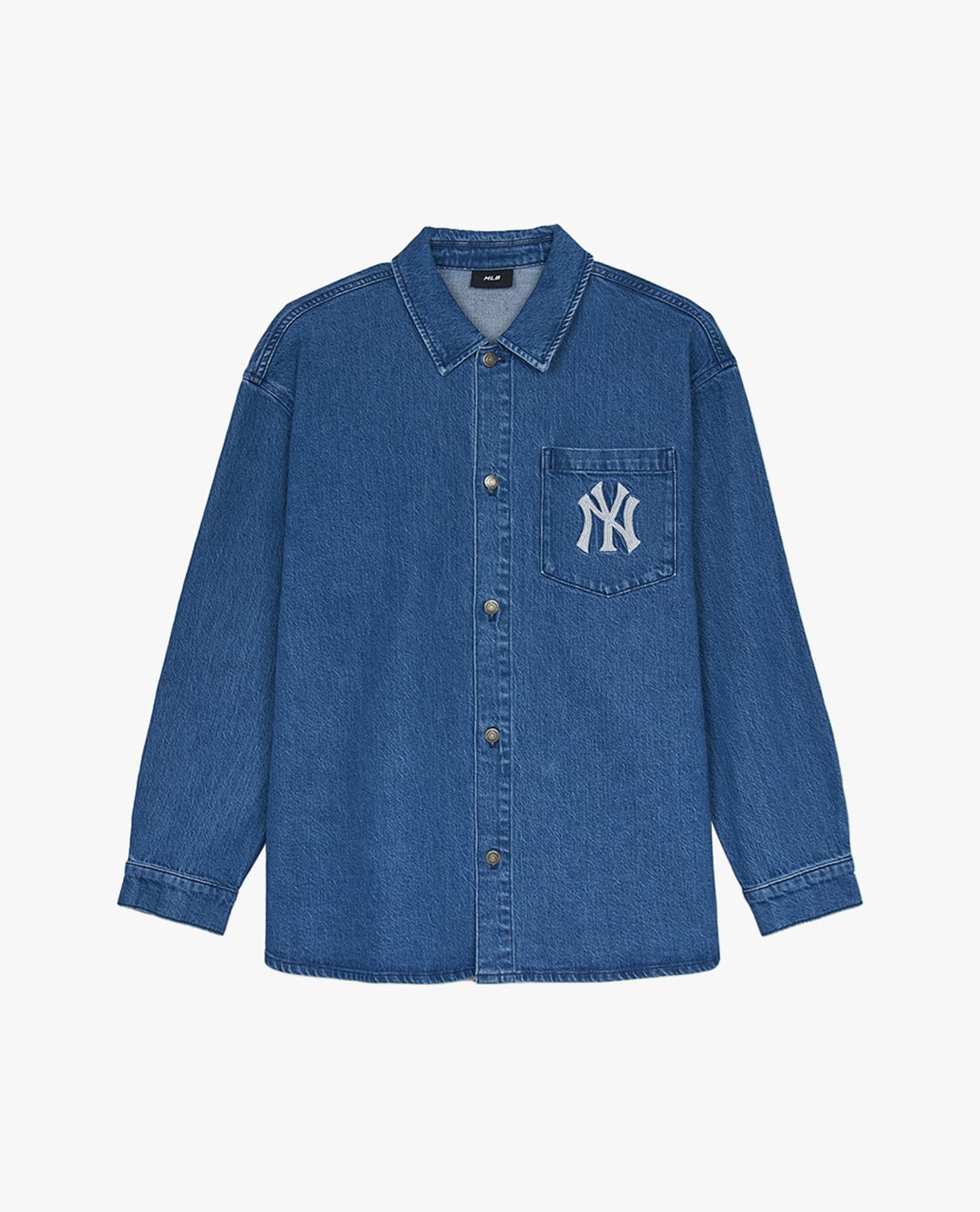 MLB - Áo sơ mi denim unisex cổ bẻ tay dài Logo Coopers Mega