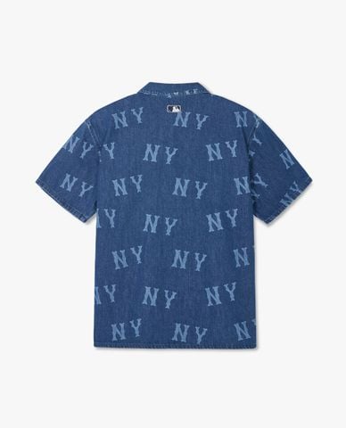  MLB - Áo sơ mi denim unisex tay ngắn Basic Multi Mega Logo Prints 