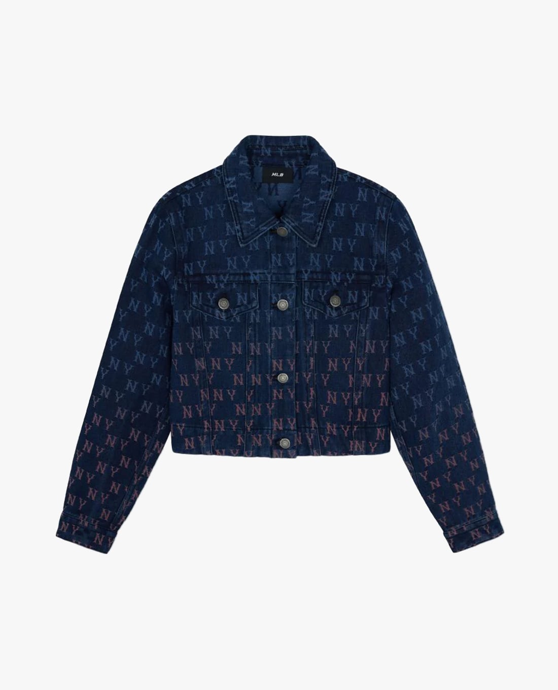 MLB - Áo khoác denim nữ phom croptop Gradient Jacquard Monogram