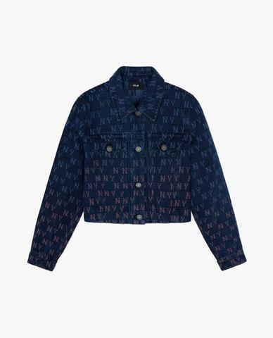  MLB - Áo khoác denim nữ phom croptop Gradient Jacquard Monogram 