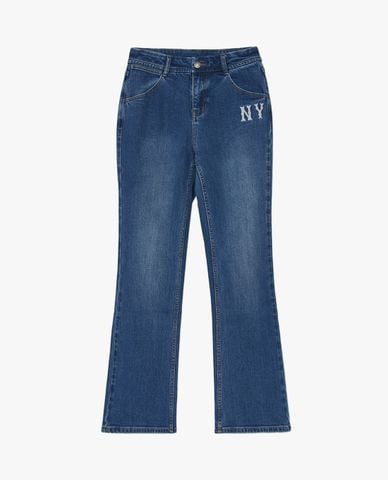 MLB - Quần jeans nữ ống loe Denim Basic Small Logo 