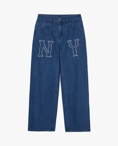  MLB - Quần jeans nữ ống rộng Denim Logo Coopers Mega 