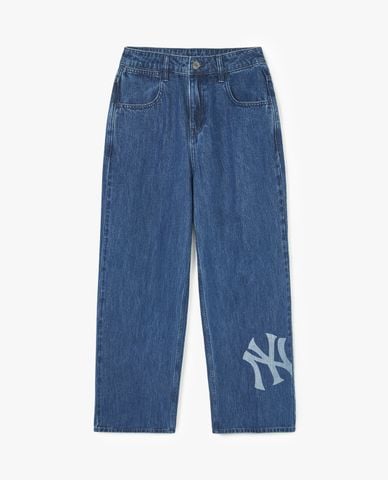  MLB - Quần jeans nữ ống rộng Basic Megalogo 