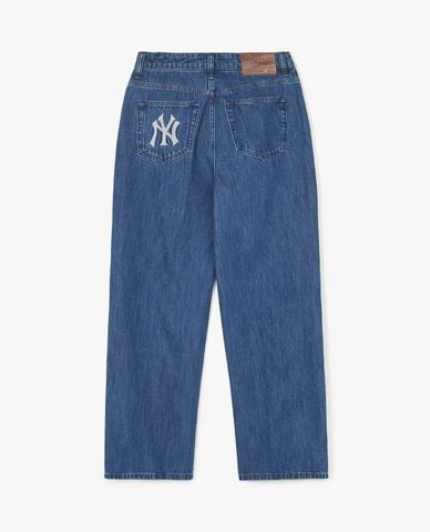  MLB - Quần jeans nữ ống rộng Basic Megalogo 