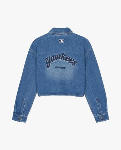  MLB - Áo sơ mi denim nữ cổ bẻ tay dài Varsity Culsive 