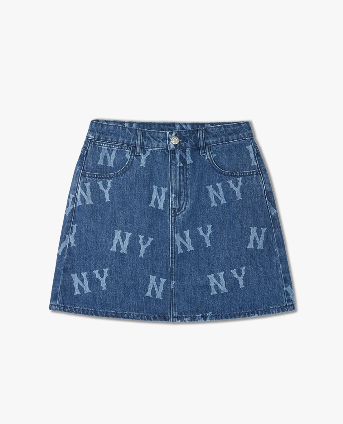 MLB - Chân váy denim mini phom chữ A Basic Multi Megalogo Print