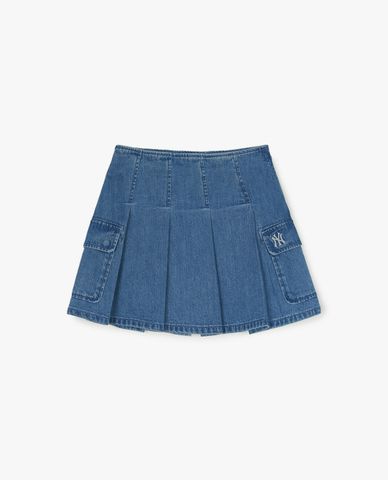  MLB - Chân váy denim xếp li mini Basic Cargo 
