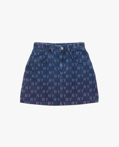  MLB - Chân váy denim phom chữ A mini Gradient Jacquard Monogram 