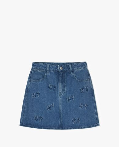  MLB - Chân váy denim mini phom chữ A Monogram 