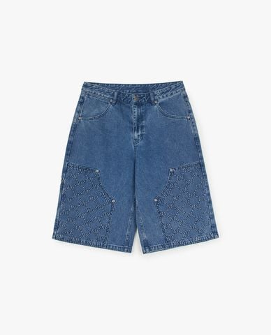  MLB - Quần short jeans nam Diagram Monogram Embossed 