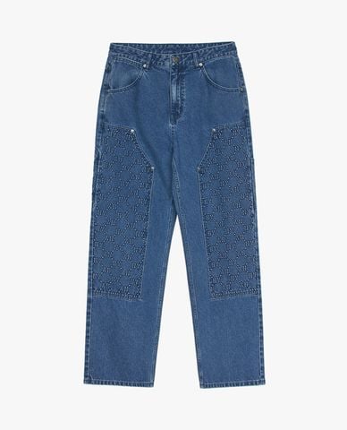  MLB - Quần jeans nam ống rộng Diagram Monogram Embossed 