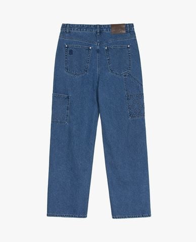  MLB - Quần jeans nam ống rộng Diagram Monogram Embossed 
