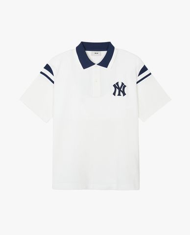 MLB - Áo polo unisex cổ bẻ tay ngắn Varsity Shoulder Color Overfit Kara 