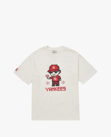  MLB - Áo thun unisex cổ tròn tay ngắn Play Pixel Graphic Overfit 