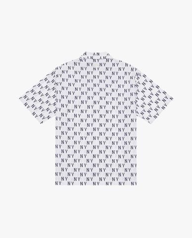  MLB - Áo sơ mi unisex cổ bẻ tay ngắn phối họa tiết monogram 