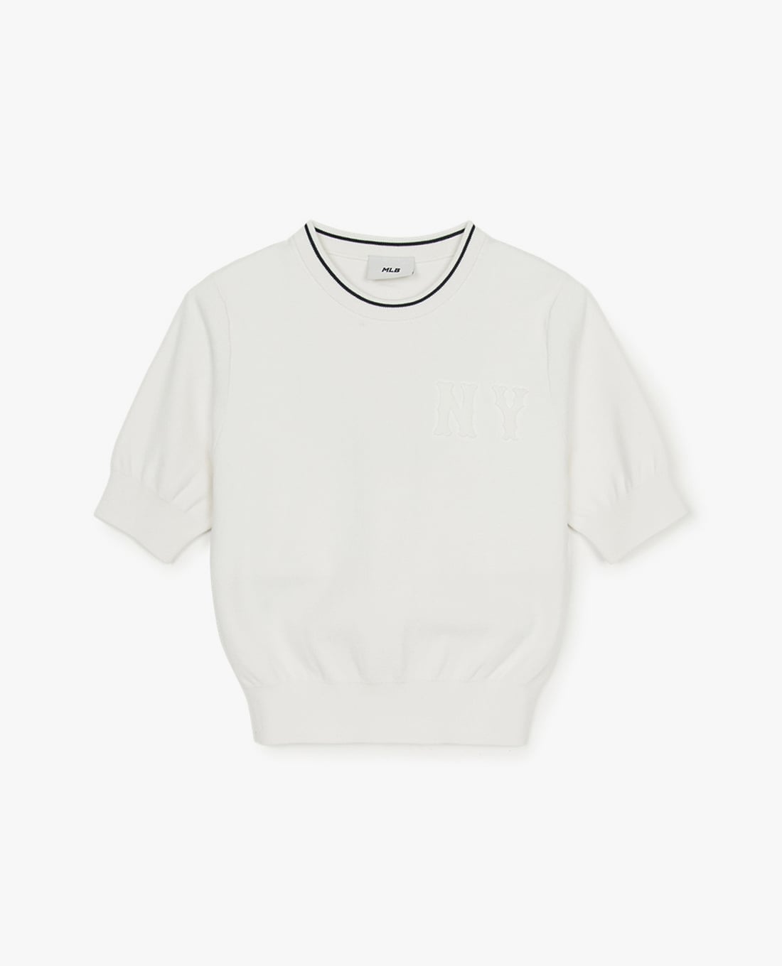 MLB - Áo dệt kim nữ cổ tròn tay ngắn Basic Cooper