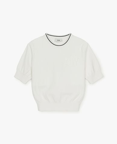  MLB - Áo dệt kim nữ cổ tròn tay ngắn Basic Cooper 