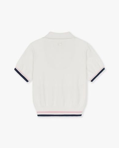  MLB - Áo polo nữ tay ngắn phối zip Varsity 