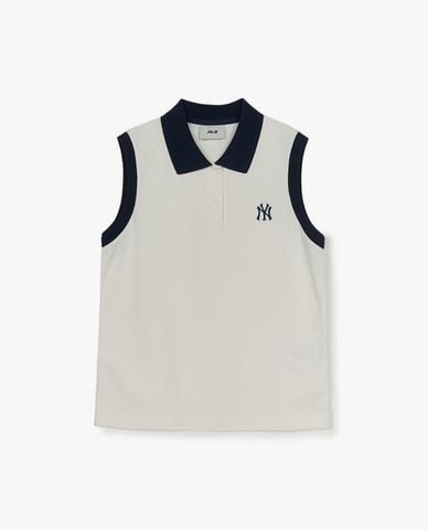  MLB - Áo sát nách nữ cổ bẻ New York Yankees 