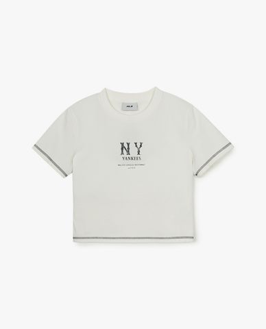  MLB - Áo croptop nữ cổ tròn tay ngắn Basic Coopers Logo 