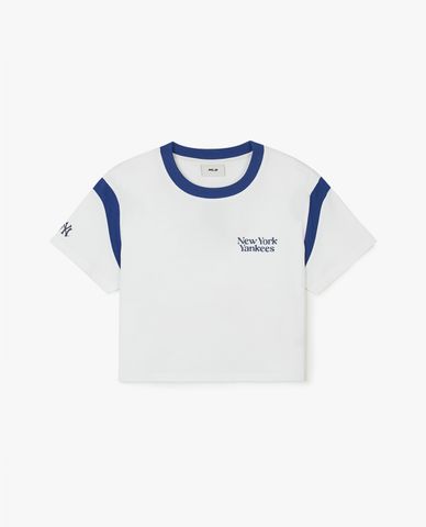  MLB - Áo croptop nữ cổ tròn tay ngắn Varsity 