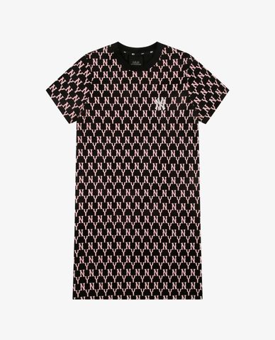  MLB - Đầm mini cổ tròn ngắn tay phom suông Monogram Allover 