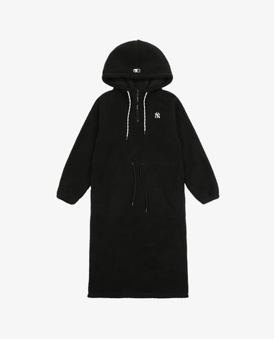  MLB - Đầm midi phối mũ phom suông tay dài Brushed Fleece Long Overfit 