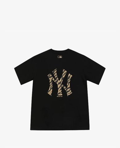  MLB - Áo thun cổ tròn tay ngắn Unisex phối logo New York Yankees 