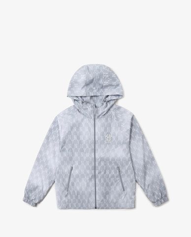  MLB - Áo khoác kiểu tay dài phối mũ trùm Monogram Crop Windbreak 