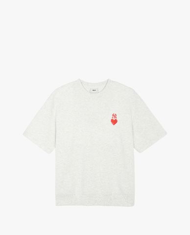  MLB - Áo thun unisex cổ tròn tay ngắn Heart New York Yankees 