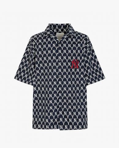  MLB - Áo sơ mi nam tay ngắn phối họa tiết monogram Woven 
