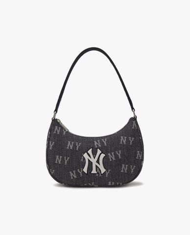  MLB - Túi đeo vai nữ chữ nhật Classic Monogram Denim Hobo 