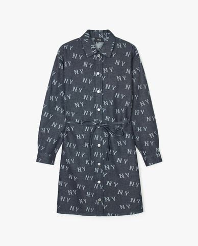  MLB - Đầm sơ mi denim cổ bẻ tay dài Classic Jacquard Monogram 