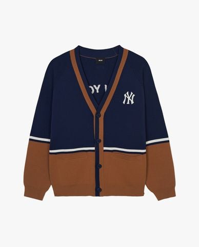  MLB - Áo khoác cardigan unisex cổ V tay dài Varsity New York Yankees 