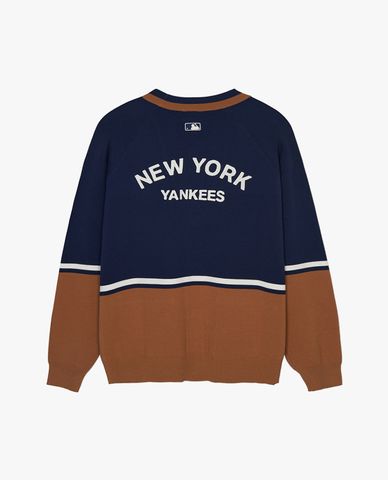  MLB - Áo khoác cardigan unisex cổ V tay dài Varsity New York Yankees 