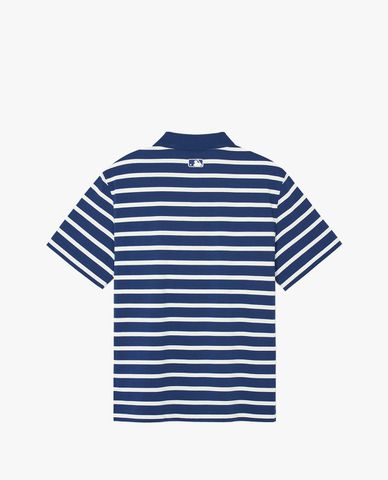  MLB - Áo polo unisex cổ bẻ tay ngắn phối sọc Varsity Over New York Yankees 