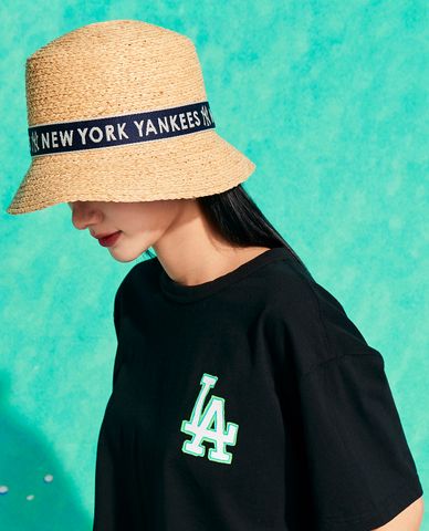  MLB - Nón cói bucket thời trang Raffia Wide 