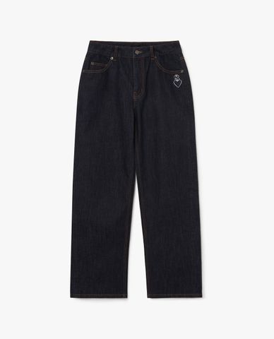  MLB - Quần jeans nữ ống rộng Heart One Point Solid Denim 