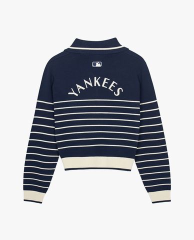  MLB - Áo sweatshirt nữ cổ bẻ tay dài Varsity 