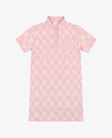  MLB - Đầm mini cổ bẻ ngắn tay Monogram All Over Collar 
