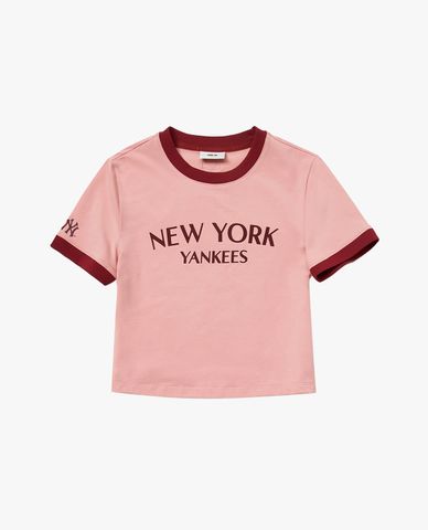  MLB - Áo croptop nữ cổ tròn tay ngắn Varsity 