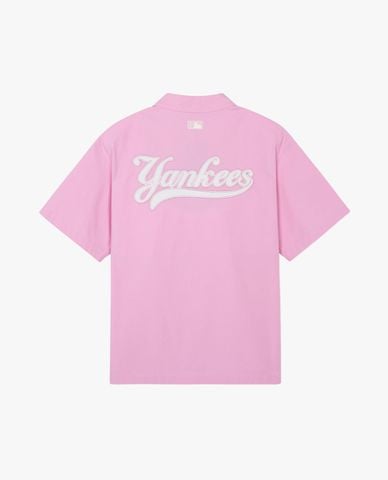  MLB - Áo sơ mi unisex cổ bẻ tay ngắn Varsity New York Yankees 
