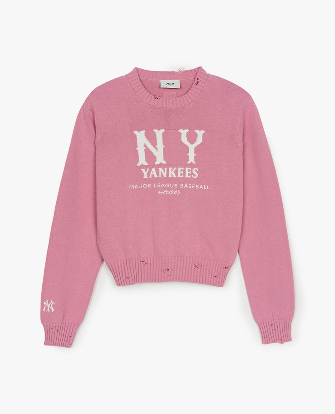 MLB - Áo dệt kim nữ cổ tròn tay dài Basic Vintage Coopers