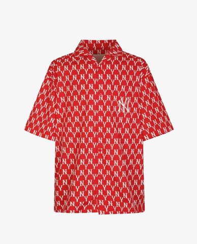  MLB - Áo sơ mi nam tay ngắn phối họa tiết monogram Woven 