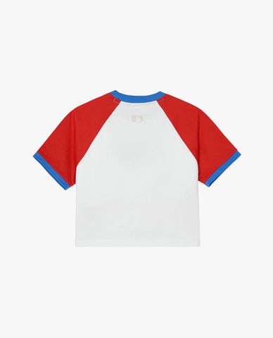  MLB - Áo croptop nữ cổ tròn tay ngắn Varsity 